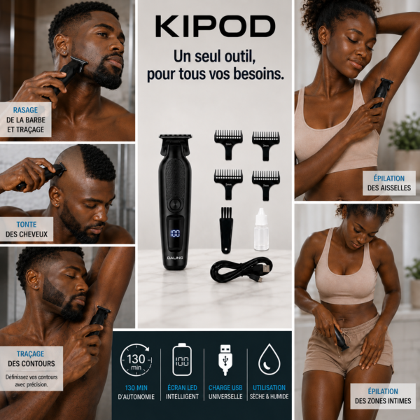 Tondeuse Multifonctions Rechargeable — Barbe, cheveux & corps
