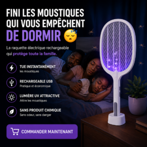 Raquette Électrique Anti-Moustique Rechargeable