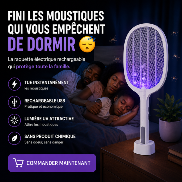 Raquette Électrique Anti-Moustique Rechargeable