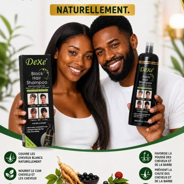 Shampooing Colorant Noir 3-en-1 — Cheveux noirs et brillants